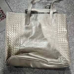 Gold tote with metal clasp